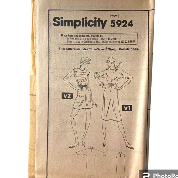 Simplicity 5924 Pattern Jiffy Dress Miss 12 Pockets Summer Casual 80s Knit - Picture 5 of 7